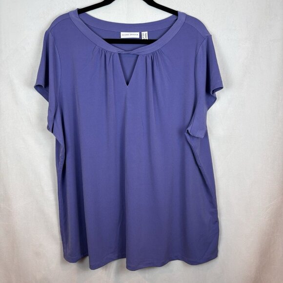 Susan Graver Women's‎ Purple Short Sleeve Liquid Knit keyhole collar size 2XL - Picture 1 of 9